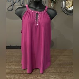 Studded Faux Halter Tank